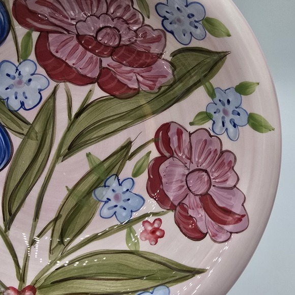 Certified International 8.5" Pasta Salad Bowl Pink Blue Flowers Floral Botanical - Picture 5 of 8